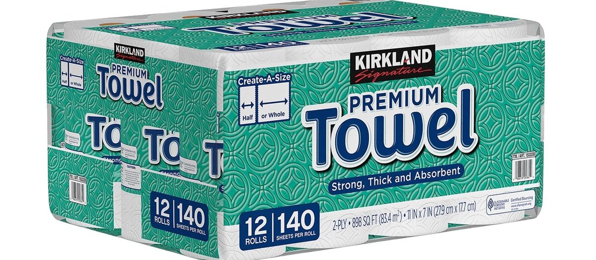 Kirkland Signature Paper Towels, 2‑Ply (12 rolls) non-toxic cleaning Oahu